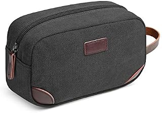 Men's Travel Toiletry Organizer Bag Canvas Shaving Dopp Kit TSA Approved (Black)