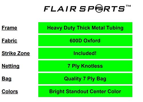 Flair Sports - Baseball Net - Softball Net - 7 Ft X 7 Ft Practice Hitting & Pitching With Strike Zone, Bow Frame & Carrying Bag #TOP2