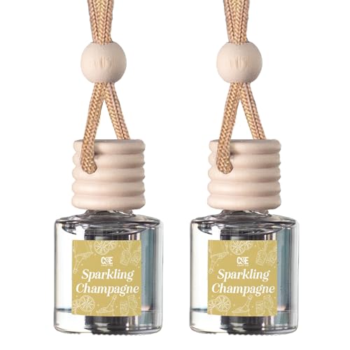 Image of C&E Craft Co Hanging Car Air Freshener Diffuser 2 Pack, Long Lasting Fragrance Oil Car Freshener, Glass Bottle Auto Air Freshener, Made in USA (Sparkling Champagne)