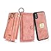 Petocase Compatible iPhone Xs Max Wallet Case, Multi-Functional PU Leather Zip Wristlets Clutch Detachable Magnetic 13 Card Slots 4 Cash Purse Protection Back Cover for Apple iPhone 10S Max 6.5" Pink
