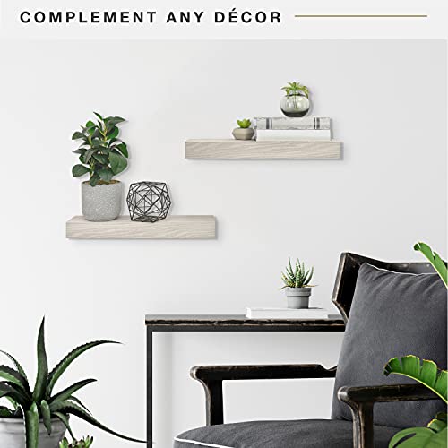 Image of MCS Gray Woodgrain Floating Shelves, 18 Inch x 4 Inch, Set of 2, 18 x 4