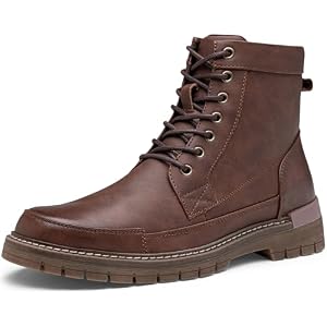 Jousen Mens Boots Casual Motorcycle Boot for Men Chukka Zipper Combat Dress Botas Para Hombre Fashion 9 8117brown
