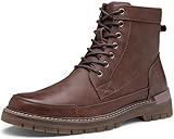 Jousen Mens Boots Casual Motorcycle Boot for Men Chukka Zipper Combat Botas Para Hombre Fashion (AMY8117 brown 10)