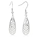 Stainless Steel Filigree Swirl Teardrop Earrings, With Fishhook Backing, For Pierced Ears, Great for Sensitive Ears, By Regetta Jewelry