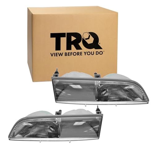 Image of TRQ 2 Piece Headlight Assembly Set Driver & Passenger Side Compatible with Ford Thunderbird 1989-1993 FO2502115 FO2503110 E9SZ-13008-A E9SZ-13008-B E9SZ13008A E9SZ13008B