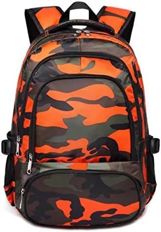 BLUEFAIRY Boys Backpack Kids Elementary Camouflage School Bags for Kindergarten Primary Bookbags for Back to School Lightweight Waterproof Nylon Sturdy Gifts (Camo Orange)