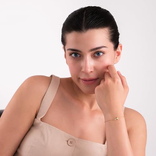 14K Gold Plated Sideways Cross Bracelet for Women – Dainty Adjustable Christian Jewelry with CZ – Religious Gift for Her, Baptism, Gift for Her2