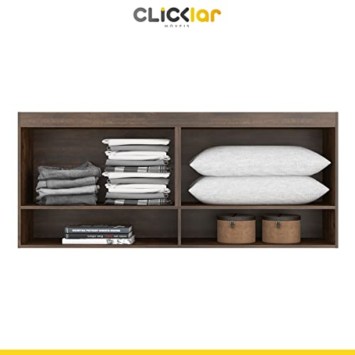 Armário Aéreo Guarda Roupa para Quarto Casal 160 Cm 4 Portas MDP Castanho Branco - ClickLar