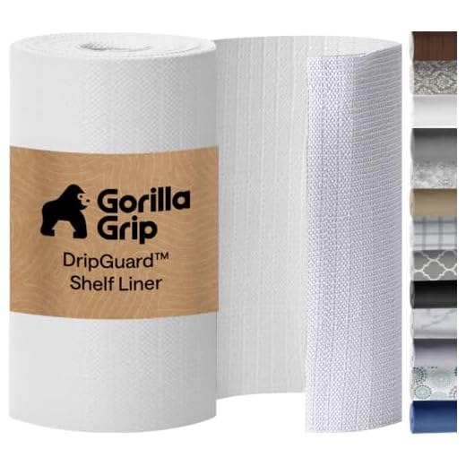 Gorilla Grip Drawer and Shelf Liner for Cabinet, Slip Resistant Non Adhesive Protection for Kitchen, BPA Free Smooth Surface Plastic Liners for Cabinets, Bathroom Cupboard Drawers, 17.5x20, White