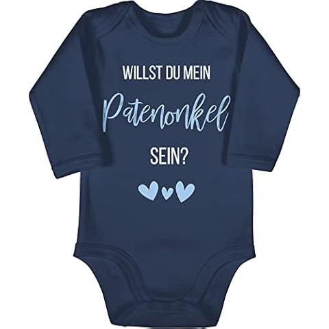 Shirtracer Baby Body Langarm Mädchen Junge - Patenonkel Baby - Willst du Mein Patenonkel Sein? Babyblau - 3/6 Monate - Navy Blau - Paten Pate Onkel Strampler möchtest Werden taufpate patenkind - BZ30 Cover