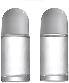 Jowxsx 2 Pcs 50ML Glass Empty Roller Bottles with Plastic Roller Ball, Deodorant Roll On Containers Leak Proof Massage Ball Bottles with White Cap for Essential Oil Perfume Cosmetics