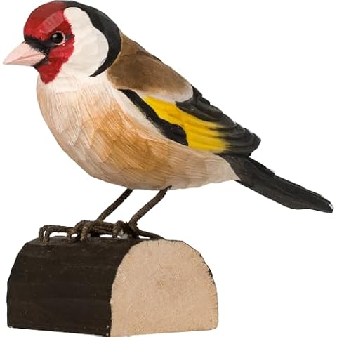 WILDLIFEGARDEN WG406 DecoBird Szczygieł - ręcznie rzeźbiony dekoracyjny ptak z drewna - małe ptaki europejskie