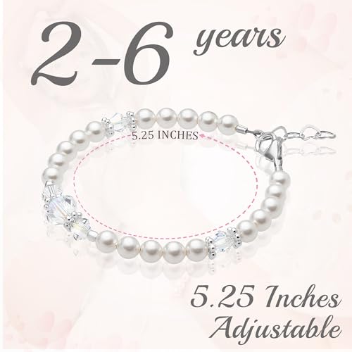 Sterling Silver Jewelry White Pearl Bracelet for Girls, Baby Girl Gifts, Newborn Baby Bracelets for Infant Girls, Toddler Bracelets, little Girl Jewelry, Birthday Gifts2