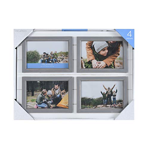 Melannco 4-Opening Mdf Wall Collage, 17X12-Inch, Gray And White #TOP3