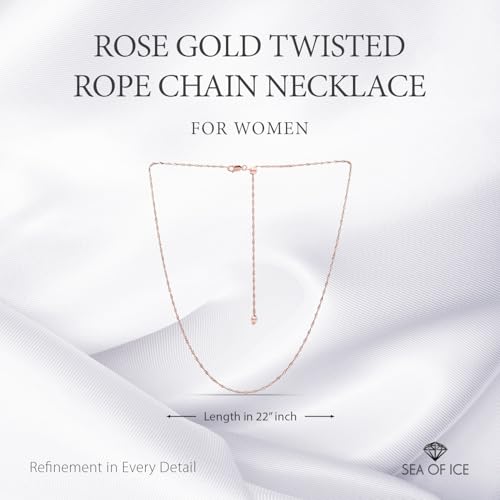 SEA OF ICE Sterling Silver 1mm Twisted Curb Singapore Rope Chain Adjustable Necklace For Women, Size 22" Italy2