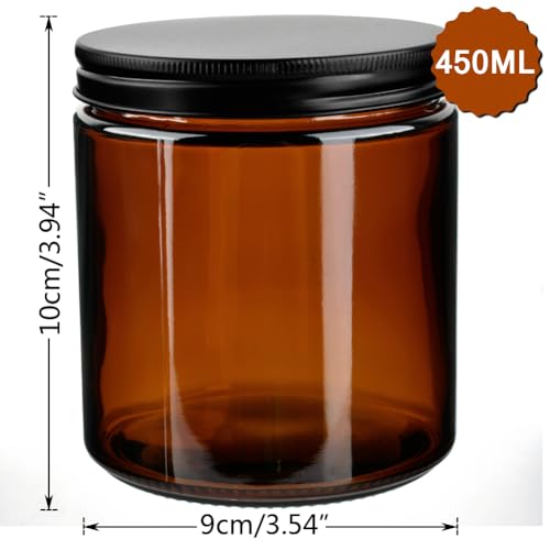 YFZYT Puszki na kremy do napełniania, 450 ml, 4 sztuki, okrągłe, małe, brązowe słoiki z pokrywką, mogą być używane jako pojemniki do kosmetyków