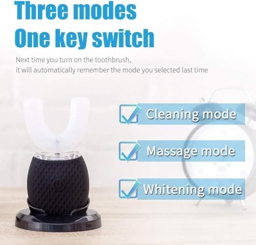 Image of Eeghurt Automatic 360 Sonic Toothbrush, Waterproof Rechargeable Portable Electric Ultrasonic, Teeth Whitening Brush for Travel and Household (Black)