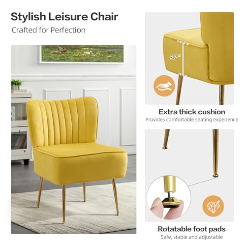Sillón Plegable Terciopelo Amarillo miniatura 6