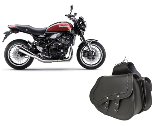 WinNet Coppia di Borse bisacce valigie laterali Rigide in Pelle cuoio Custom compatibili con Kawasaki Z900 RS Z 900RS Z900RS (NERO)