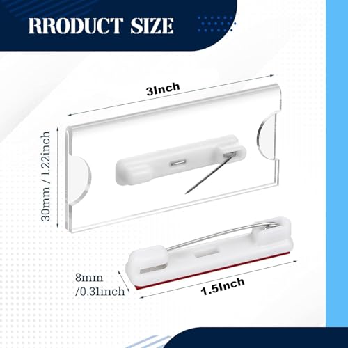 Image of Shuban 50 Pieces Name Badges with Pins for School Work Name Badge Holder for Clothes Clear Acrylic Sign Display Holder DIY Blank Id Holders Printable Name Label for Work Business Classroom