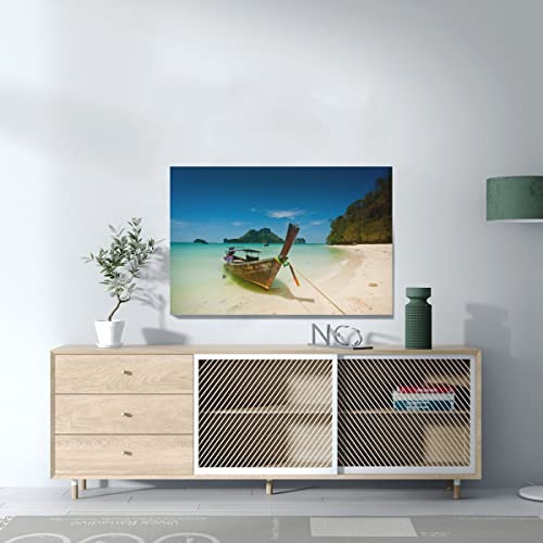 Tableau décoratif barque thaïlandaise et plage tropicale 90x60