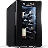 NEEDONE Wine Cooler Fridge, 8 Bottle Wine Chiller with Wine Rack/Lighting, Fast Cooling Thermoelectric Queit Wine Cabinet Cellar for Red White, Energy Efficient Gifts for Women Men