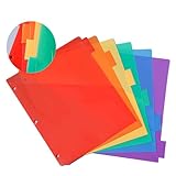 Ringbuch-Trennblätter mit Vordertasche, Kunststoffordner mit Reitern, 3-Ringbuch-Trennmappen, Notizbuch-Trennblätter mit Tasche, 6 Stück