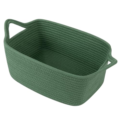 Image of OIAHOMY Woven Basket, Gift Basket Empty with Gift Bags and Ribbons, Rope Baskets for Baby Showers, Storage Baskets with Handles for Nursery, Pet Toy Organizer - Olive Green