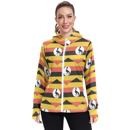 Uganda Flag Women's UPF 50+ Sun Protection Hoodie Jacket Lightweight Long Sleeve Sun Shirt with Pocket Multicoloured