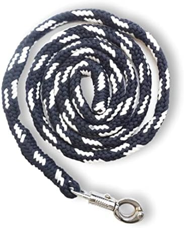 Führstrick Pferd Anbindestrick für Pferde mit stabilem Panikhaken Länge 2m viele Farben (Navyblau-Weiss)