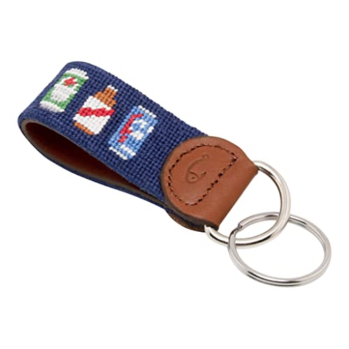 Image of Leather Hand-Stitched Needlepoint Key Fob or Key Chain