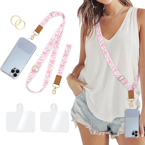 Image of Piefly Cell Phone Lanyard Crossbody Wrist Strap Adjustable for Women Girly | Travel Daily, Cute, Around the Neck, Hands-free, Universal, Fit Key ID badge, Accessories, Compatible with Most Smartphones