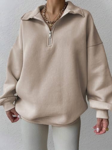 Image of SXV STYLE Half-Zip Pullover Sweatshirt, Oversized Fit