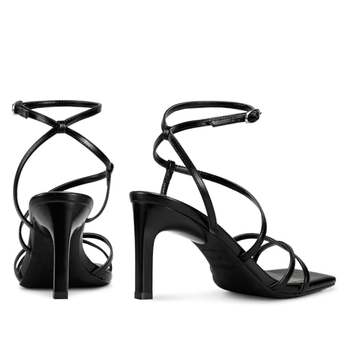wetkiss Womens Sandals Square Open Toe Strappy Heels Ankle Strap High Heel Sandals Comfort Dress Party Shoes3