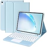 YMXuan Case with Touchpad Keyboard for iPad Air 11 Inch (M4 2026/M3 2025/M2 2024), Detachable Wireless Keyboard for iPad Air 5th/4th Generation 10.9 Inch, Soft TPU Back Cover with Pencil Holder (Blue)