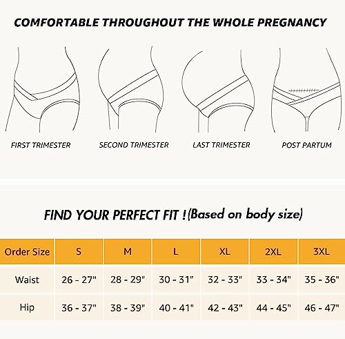 Innersy Women's 5 Pack Post Delivery Underwear Postpartum Maternity Panties(Large, Solid 1) #TOP5
