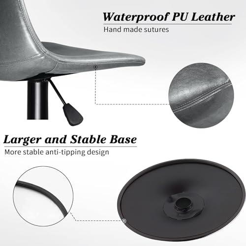 Image of Waleaf Adjustable Bar Stools Set of 4, Modern Faux Leather Swivel Barstools