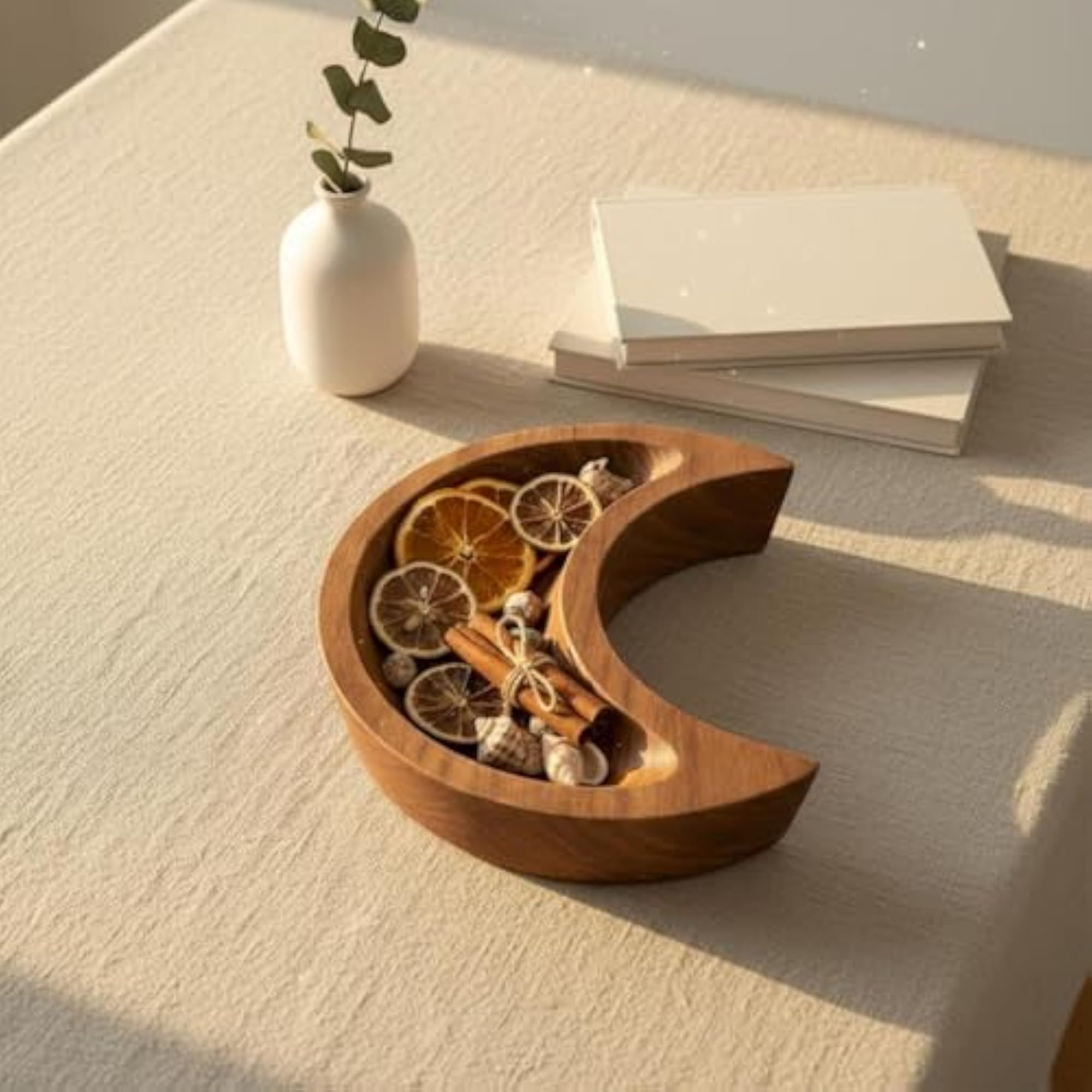 Multi-Purpose Wooden Moon Tray Decorative Serving Dish