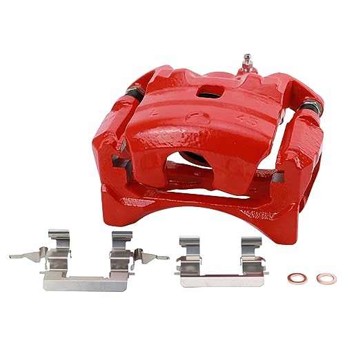 Image of TRQ Front Brake Caliper Set Painted Red Brackets Compatible with 2010-2013 Nissan Altima 2011-2012 Sentra