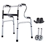 SDGF-YTR Rollator Kompakt für Senioren Faltbarer Aluminium-Gehrahmen mit Rädern Leichter Standard-Gehwagen Höhenverstellbarer Außenbereich (mit Zubehör)