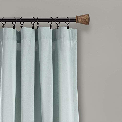 Lush Decor Linen Button Window Curtain Panel, Single, 40" W x 84" L, Blue & Off White- Country Curtains - Rustic Decor - Color Block - Modern Farmhouse Curtains - Image 3