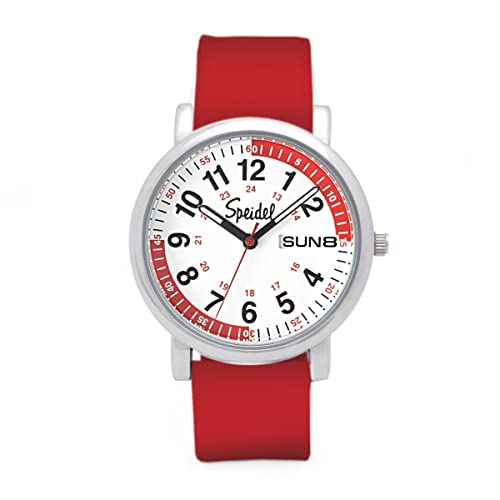 Speidel Scrub Watch™ Pulsometer 30 V2 Pulse Shade Quadrants Nurse Doctors Medical Professionals Students Men Women Unisex Easy Read Dial Military Time Second Hand Silicone Band Water Resistant