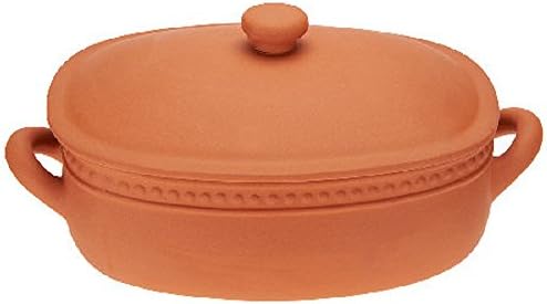 Blue Jean Chef 3 Quart Oval Terra Cotta Casserole with Lid