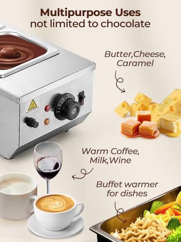 Chocolate Tempering Machine, 9LBS Chocolate Melting Pot, 86~185℉ Chocolate Warmer, 1000w Commercial Chocolate Melting Machine, Stainless Steel Electric Commercial Food Warmer For Milk Coffee Cheese - Thumbnail 6