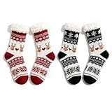 3. 🎄 2 Paires de Chaussettes à Motifs de Noël - Comprend 2 paires de chaussettes de Noël, rouge et bleu marine. Ces chaussettes de Noël arborent des motifs classiques de Noël comme l'élan, les flocons de neige et les sapins de Noël, agrémentés de motifs texture et de couleurs vives pour un look festif qui apportera une touche d'ambiance festive à votre intérieur.