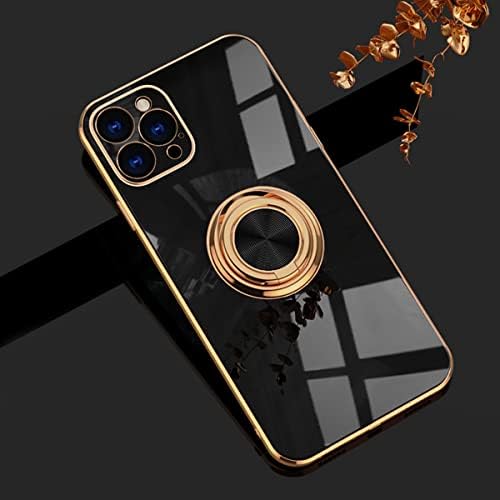 Amazon Com Aowner Compatible With Iphone 12 Pro Max Ring Holder Case Shiny Plating Rose Gold Edge 360 Degree Rotation Kickstand For Women Girls Slim Soft Flexible Tpu Protective Cover Case 6 7 Inch