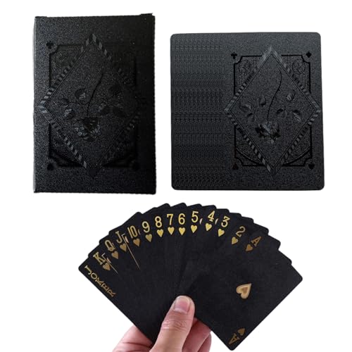 Spielen Sie mit Pokerkarten - Wunderschönes schwarzes Pottertainment: Game Night, Holiday Party, Family Gathering, Group Activity, Car Foil Playing Card Set of 54 | Interaktives Spielzeug für