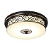 Produktbild 24W LED Antik Deckenlampe Dimmbar Flurlampe Retro Deckenleuchte Vintage Rund Design Metall Glas Lampeschirm Wohnzimmer Esszimmer Schlafzimmer Bad Küche Decken Leuchten Schwarz-gold Ø40*H12cm