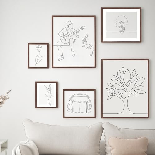 puthiac 16x16 Walnut Picture Frames for Wall - Minimalist 16x16 Oak Wood Frames, 16"x16" Picture Frame Wood, Natural Solid Wooden Picture Frames for Wall Art Photo and Prints (1 Pack, Walnut)