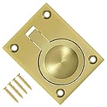 TERF® Traditional Vintage Polished Brass Flush Ring Pull Handle 63mm (2.5 inch) Face Fix Handle Including Fixing Screw for Use Window Cupboard Cabinet Wardrobe Door Gate - Pack of 1